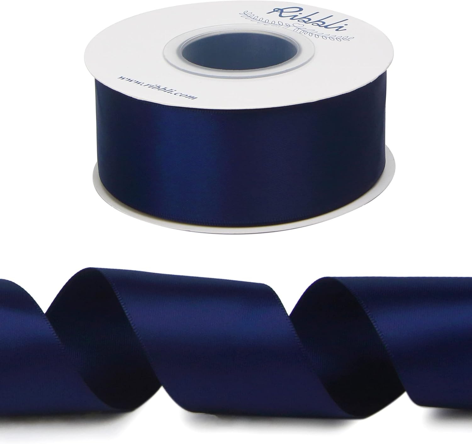 Ribbli Double Faced Rose Gold Satin Ribbon,3/8 x Continuous 25 Yards,Use for Bows Bouquet,Gift Wrapping,Floral Arrangement(Blue Navy)