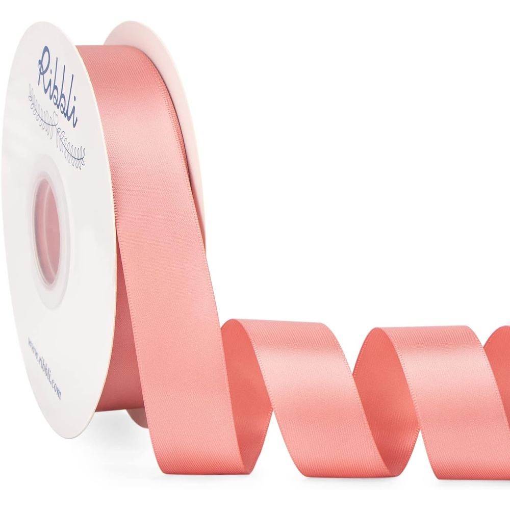 Ribbli Dusty Blue Satin Ribbon Double Faced Satin 1-1/2 Inch x Continuous 50 Yards-Blue Ribbon for Gift Wrapping Crafts Wedding Decoration Bows Bouquet Floral Arrangement(Rose Gold)