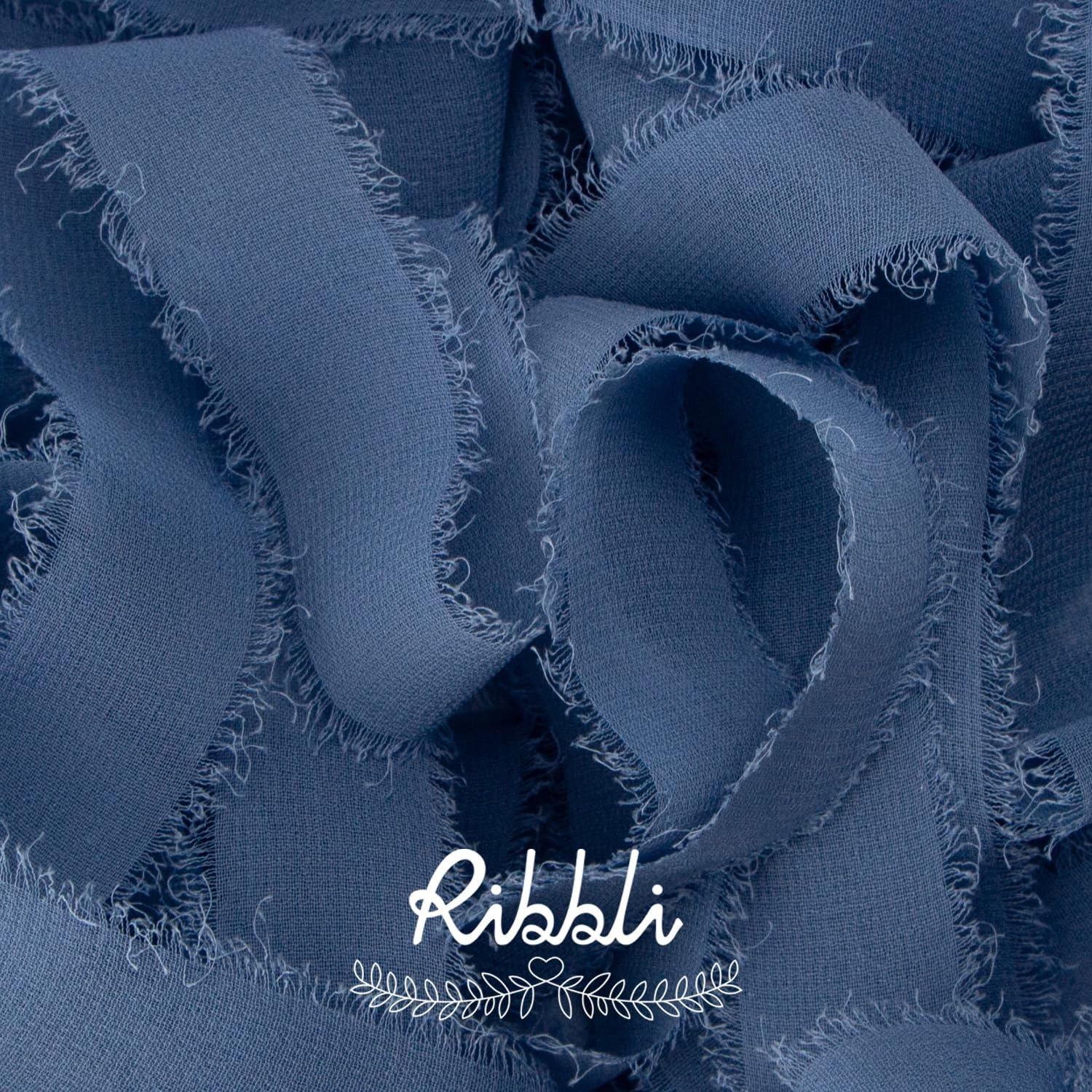 Ribbli Antique Mauve Chiffon Ribbon 1-1/2 inch x 20 Yard Handmade Fringe Chiffon Silk Ribbon,Black Ribbon for Wedding Invitations, Bridal Bouquets Wrapping, Flower Arrangement Decoration(Dusty Blue)