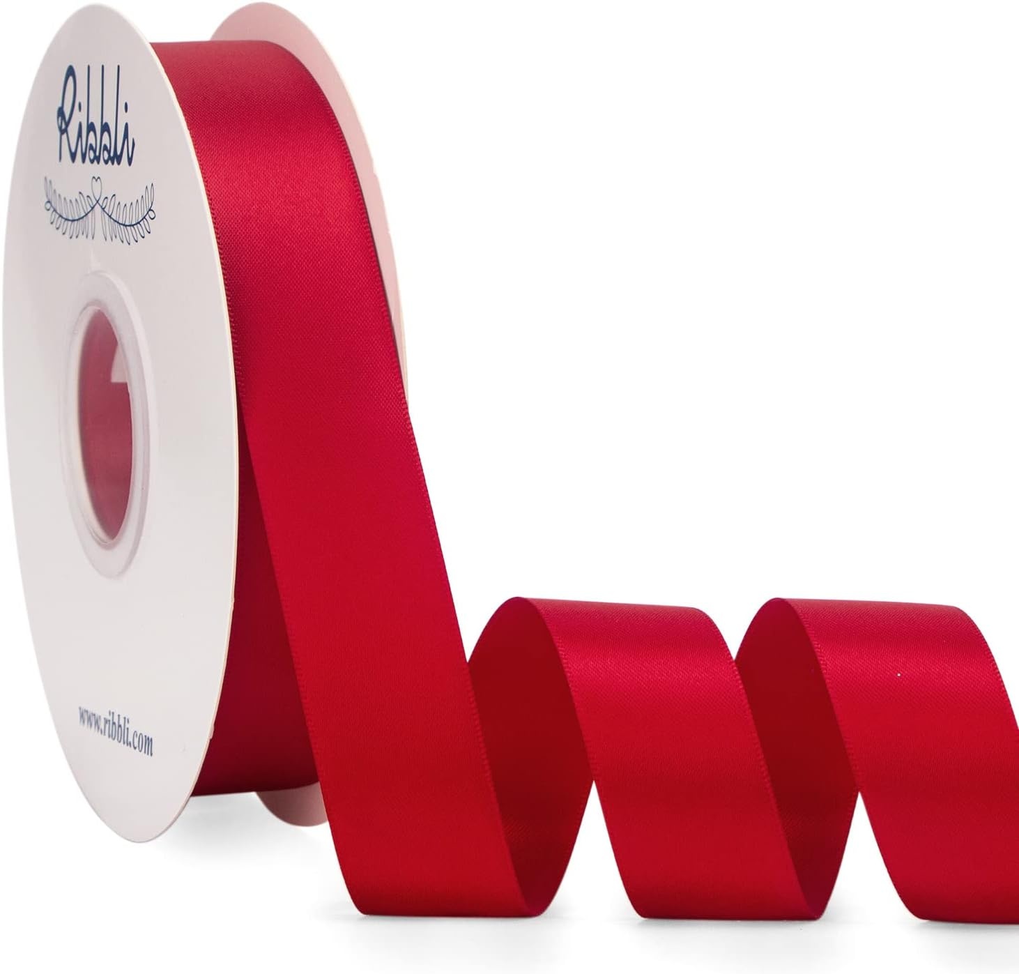 Ribbli Dusty Blue Satin Ribbon Double Faced Satin 1-1/2 Inch x Continuous 50 Yards-Blue Ribbon for Gift Wrapping Crafts Wedding Decoration Bows Bouquet Floral Arrangement(Red)