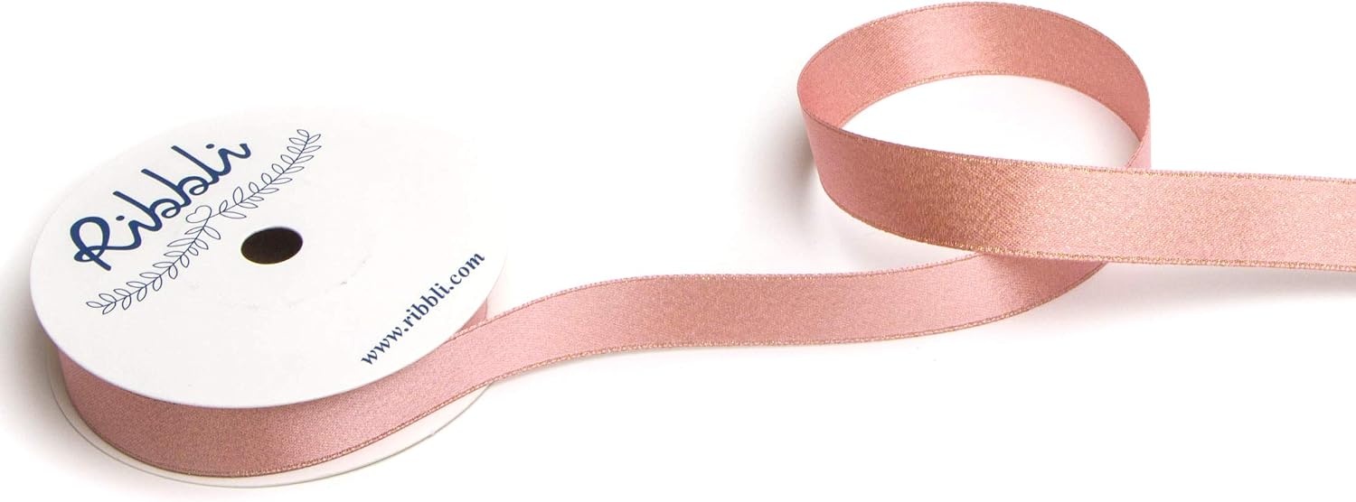 Ribbli Black Double Faced Purl Ribbon, Luxury Glitter, 3/8 Inch x 10 Yard, Wedding Ribbon for Crafts, Gift Wrapping & Bottle Decoration(Rose Gold)