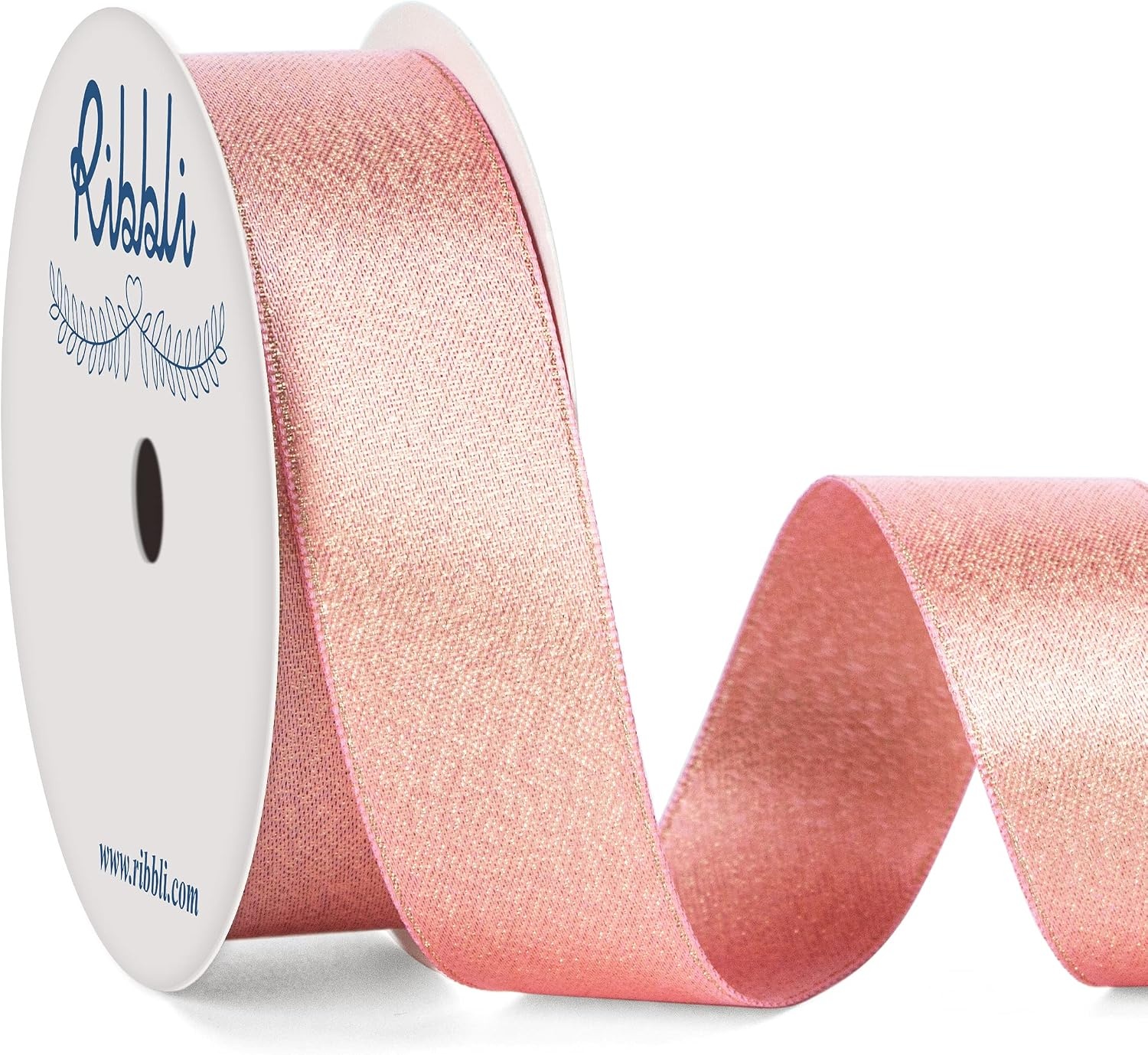 Ribbli Black Double Faced Purl Ribbon, Luxury Glitter, 3/8 Inch x 10 Yard, Wedding Ribbon for Crafts, Gift Wrapping & Bottle Decoration(Rose Gold)
