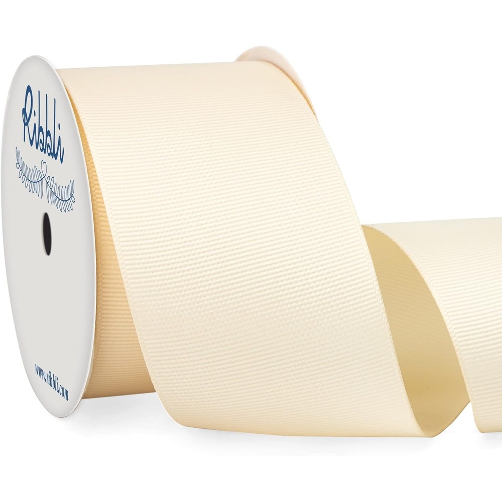 Ribbli Red Grosgrain Ribbon,3 inches x Continuous 10 Yards,Use for Bows DIY Hair Accessories,Gift Wrapping,Craft and Sewing(Ivory)