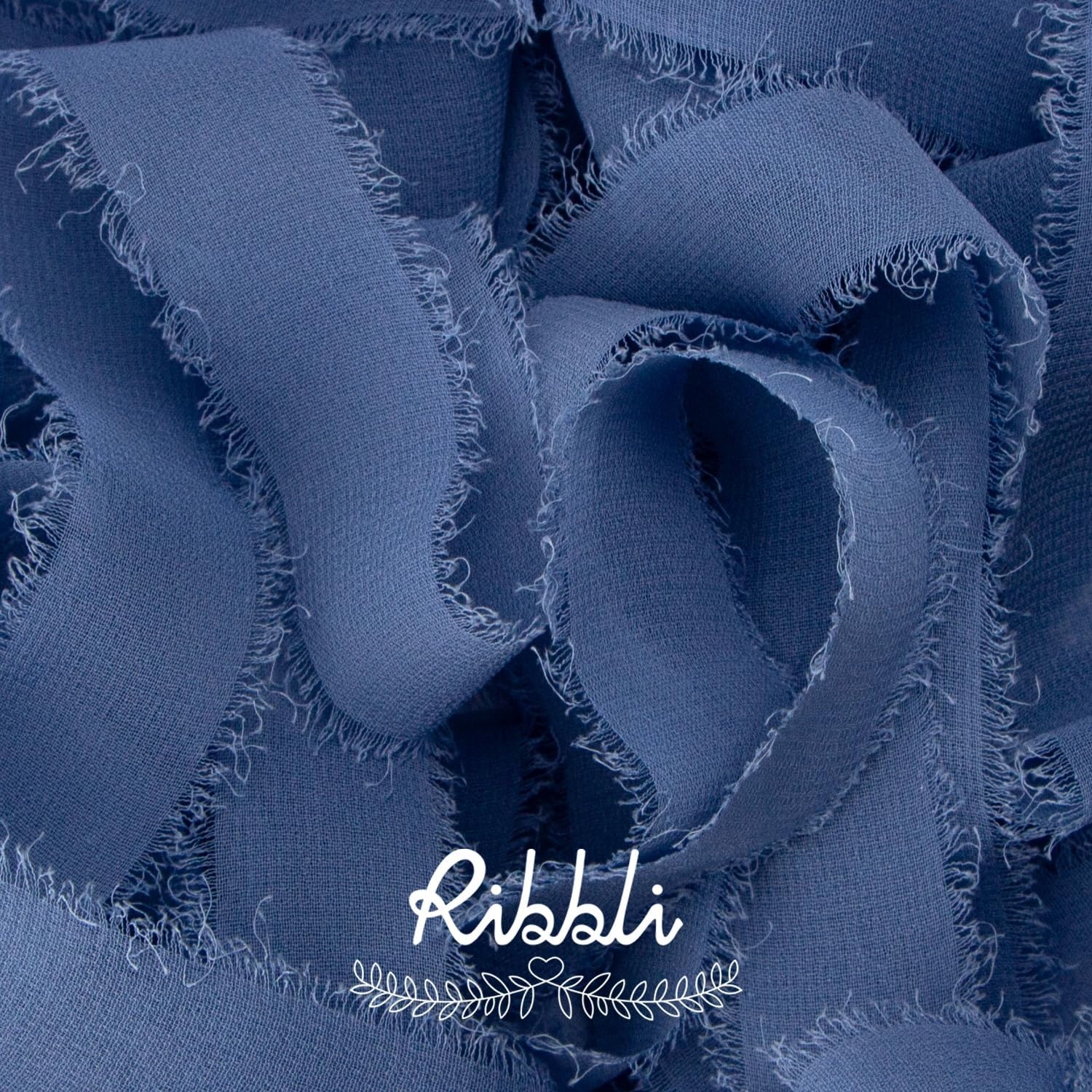 Ribbli Creamy Sage Ribbon 1 Inch x 3 Rolls Total 24 Yards Light Green Handmade Fringe Chiffon Silk Ribbon for Wrapping Wedding Invitations Bridal Bouquets DIY Crafts Home Decor(Dusty Blue)