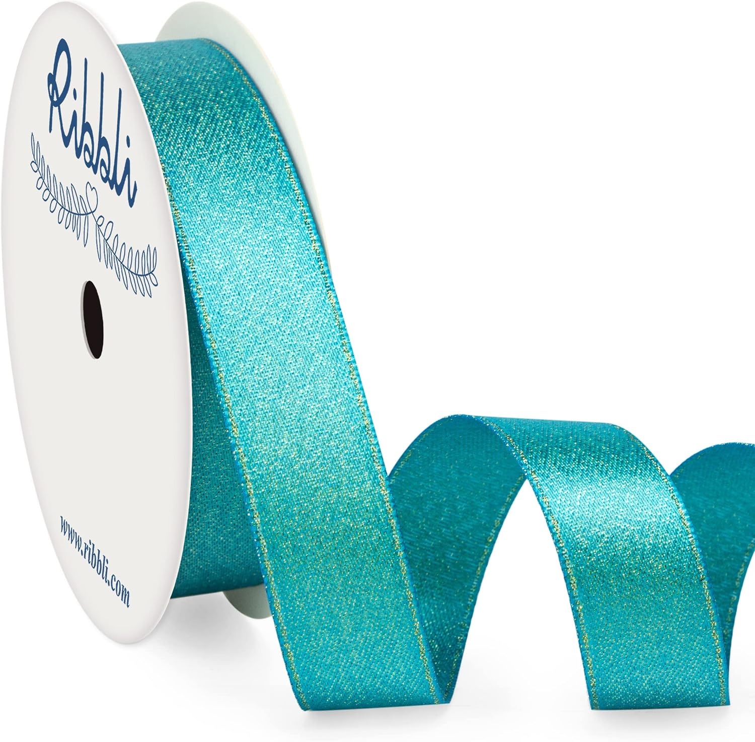 Ribbli Black Double Faced Purl Ribbon, Luxury Glitter, 3/8 Inch x 10 Yard, Wedding Ribbon for Crafts, Gift Wrapping & Bottle Decoration(Turquoise)