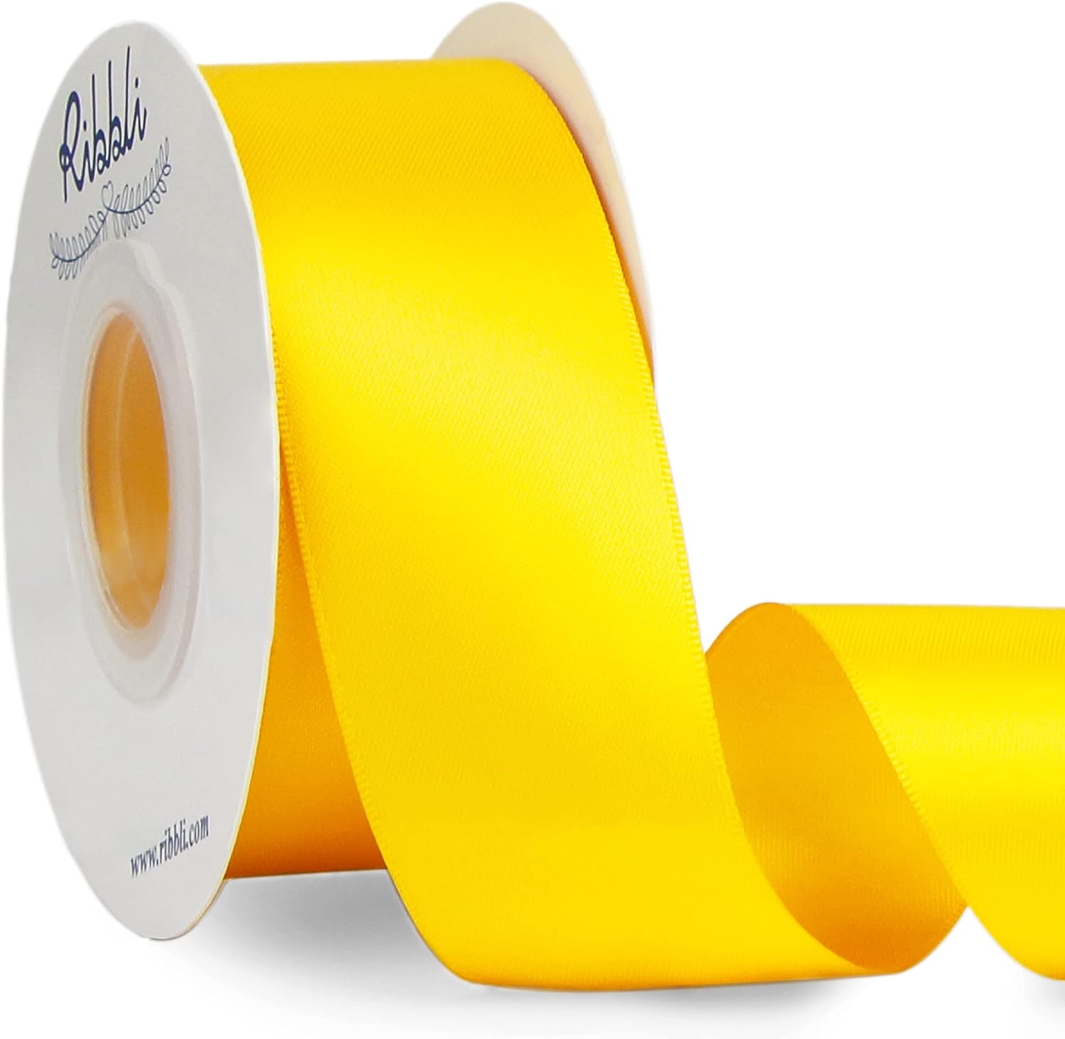 Ribbli Double Faced Rose Gold Satin Ribbon,3/8 x Continuous 25 Yards,Use for Bows Bouquet,Gift Wrapping,Floral Arrangement(Yellow Maize)