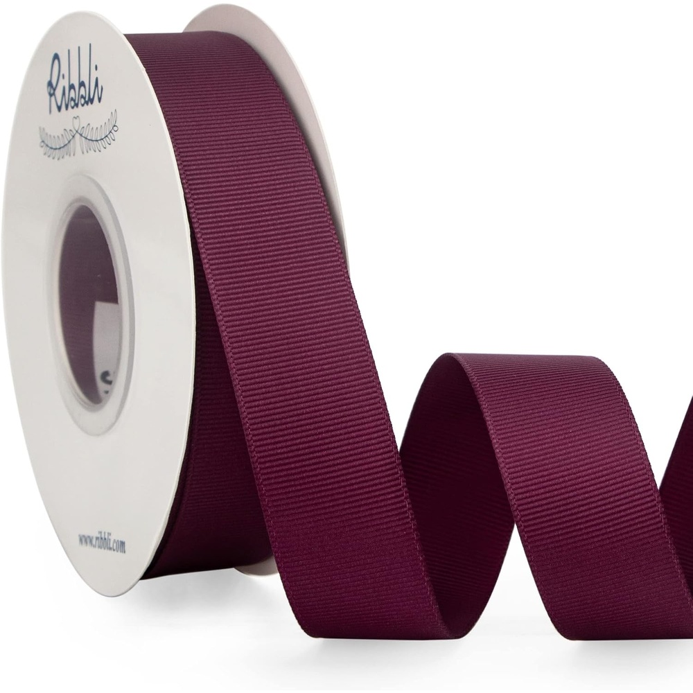 Ribbli Red Grosgrain Ribbon, 1-1/2 inches x Continuous 25 Yards,Use for Bows DIY Hair Accessories,Gift Wrapping,Craft and Sewing(Dk.Burgundy)