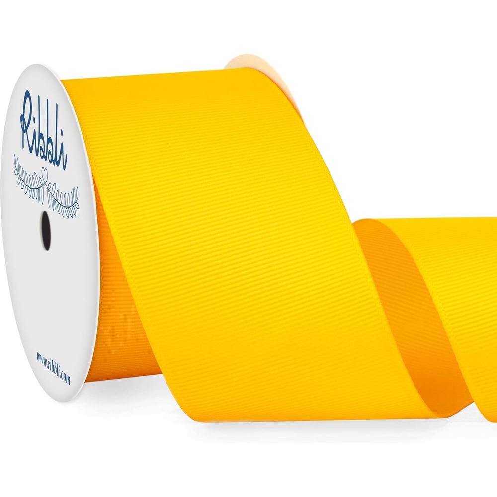 Ribbli Red Grosgrain Ribbon,3 inches x Continuous 10 Yards,Use for Bows DIY Hair Accessories,Gift Wrapping,Craft and Sewing(Maize Yellow)
