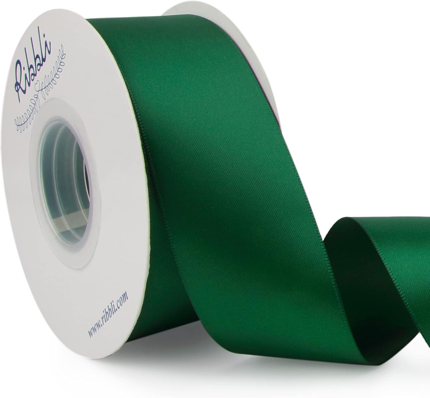 Ribbli Double Faced Rose Gold Satin Ribbon,3/8 x Continuous 25 Yards,Use for Bows Bouquet,Gift Wrapping,Floral Arrangement(Green Forest)