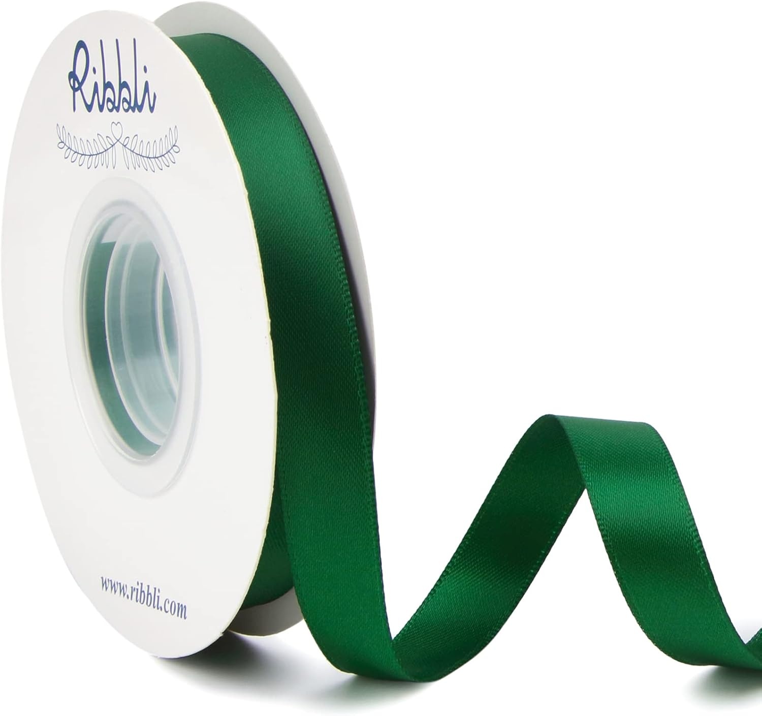 Ribbli Double Faced Rose Gold Satin Ribbon,3/8 x Continuous 25 Yards,Use for Bows Bouquet,Gift Wrapping,Floral Arrangement(Green Forest)