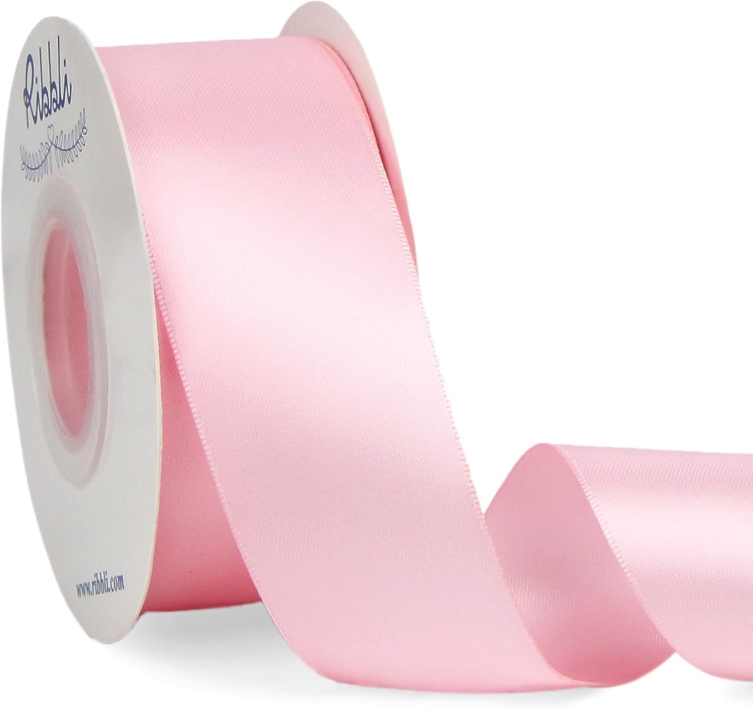 Ribbli Double Faced Rose Gold Satin Ribbon,3/8 x Continuous 25 Yards,Use for Bows Bouquet,Gift Wrapping,Floral Arrangement(Pink Light)