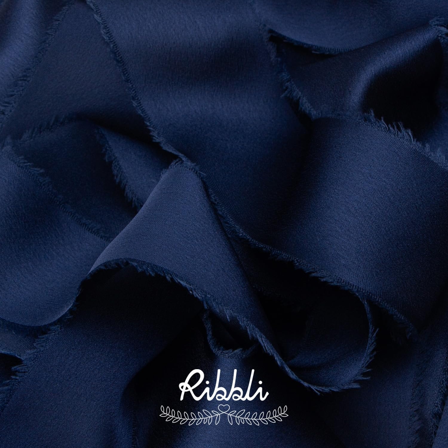 Ribbli Terracotta Silk Satin Ribbon 1.5 Inch x 30 Yard Handmade Frayed Chiffon Burnt Orange Ribbon for Gift Wrapping Wedding Invitations Bridal Bouquets Home Decor(Navy)