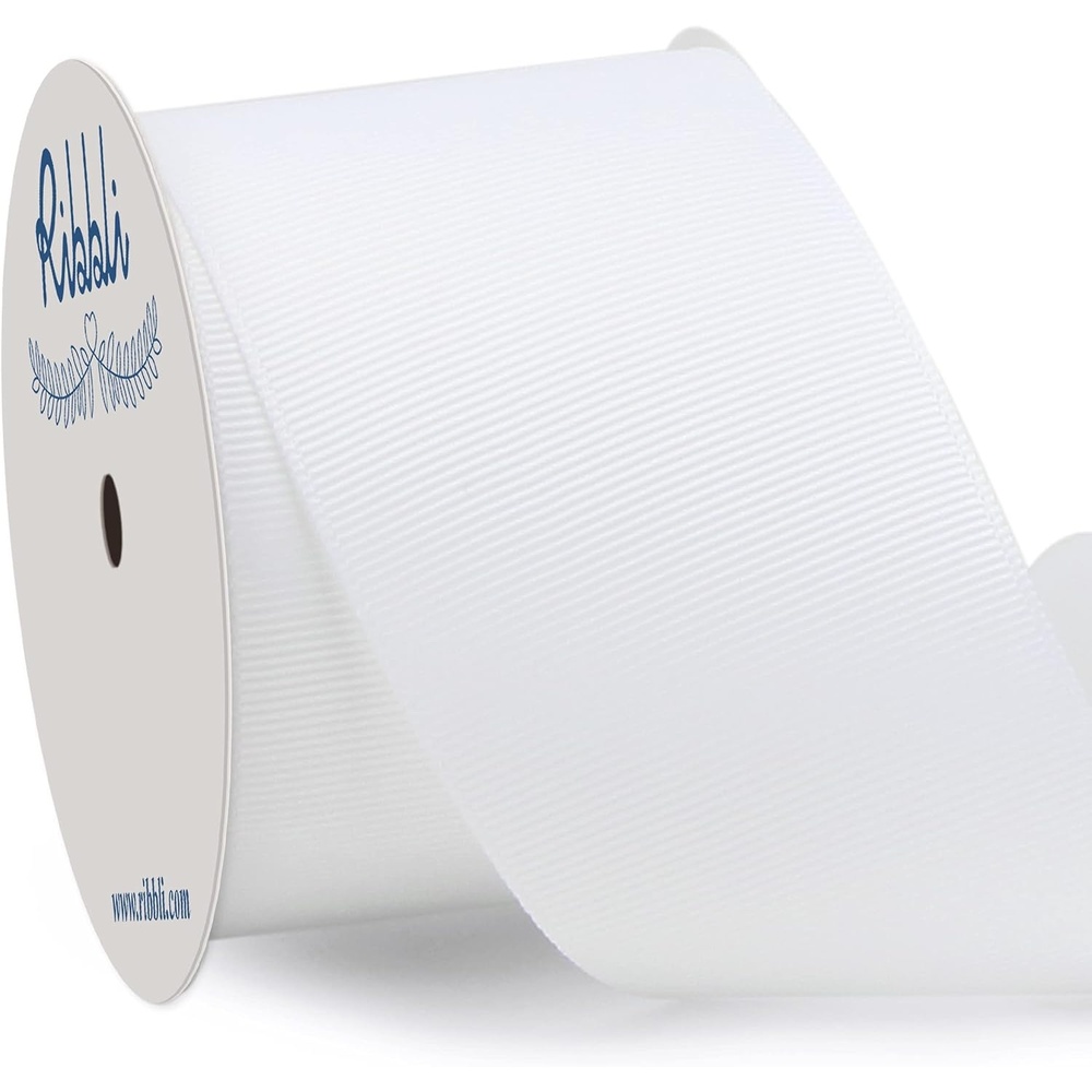 Ribbli Red Grosgrain Ribbon,3 inches x Continuous 10 Yards,Use for Bows DIY Hair Accessories,Gift Wrapping,Craft and Sewing(White)