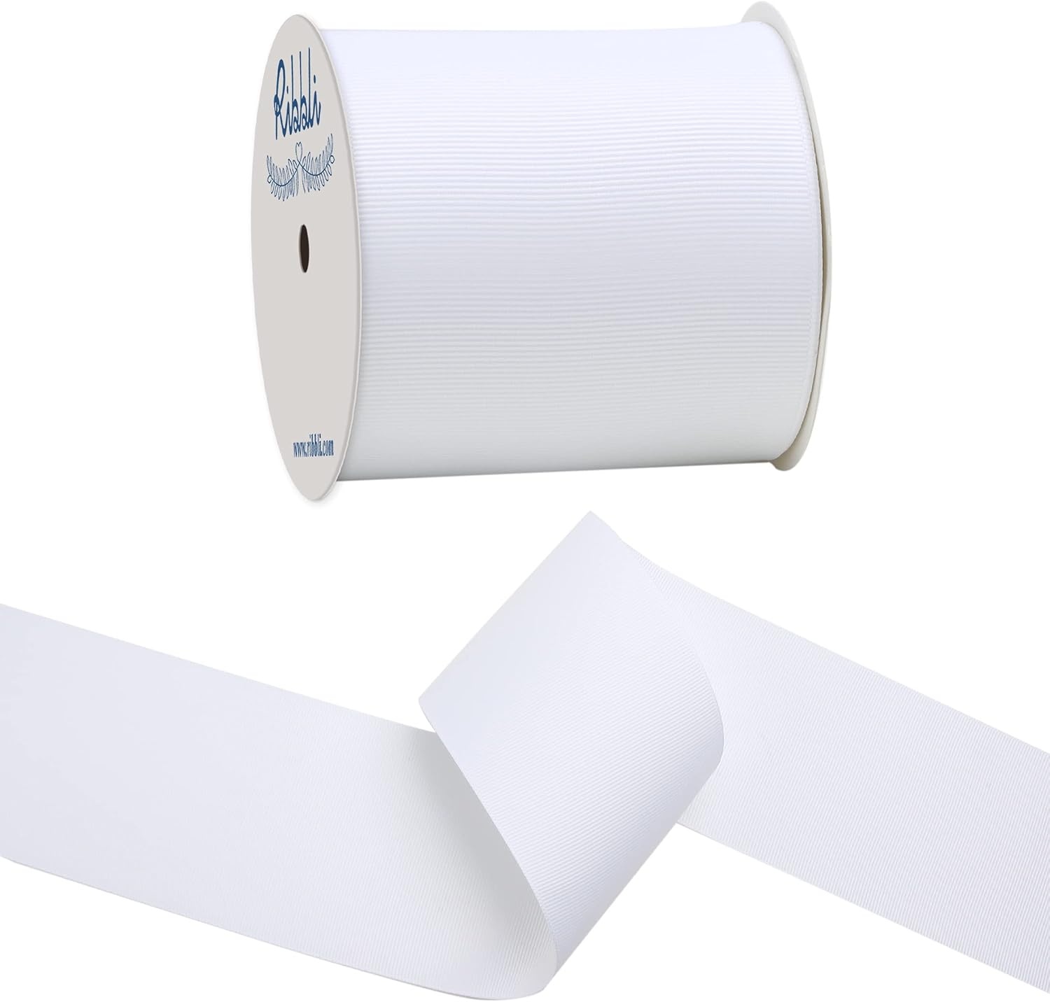 Ribbli Red Grosgrain Ribbon,3 inches x Continuous 10 Yards,Use for Bows DIY Hair Accessories,Gift Wrapping,Craft and Sewing(White)
