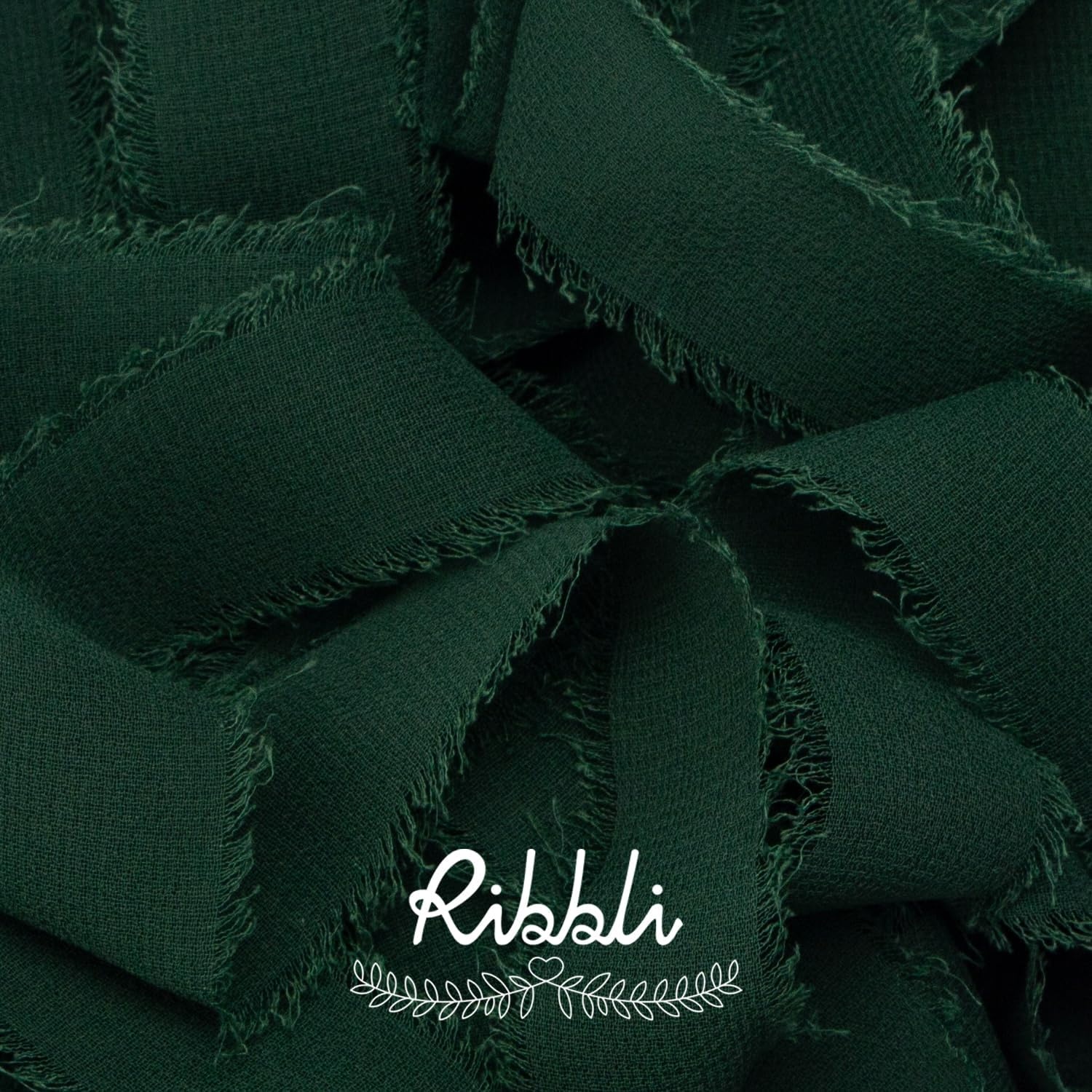 Ribbli Antique Mauve Chiffon Ribbon 1-1/2 inch x 20 Yard Handmade Fringe Chiffon Silk Ribbon,Black Ribbon for Wedding Invitations, Bridal Bouquets Wrapping, Flower Arrangement Decoration(Forest Green)