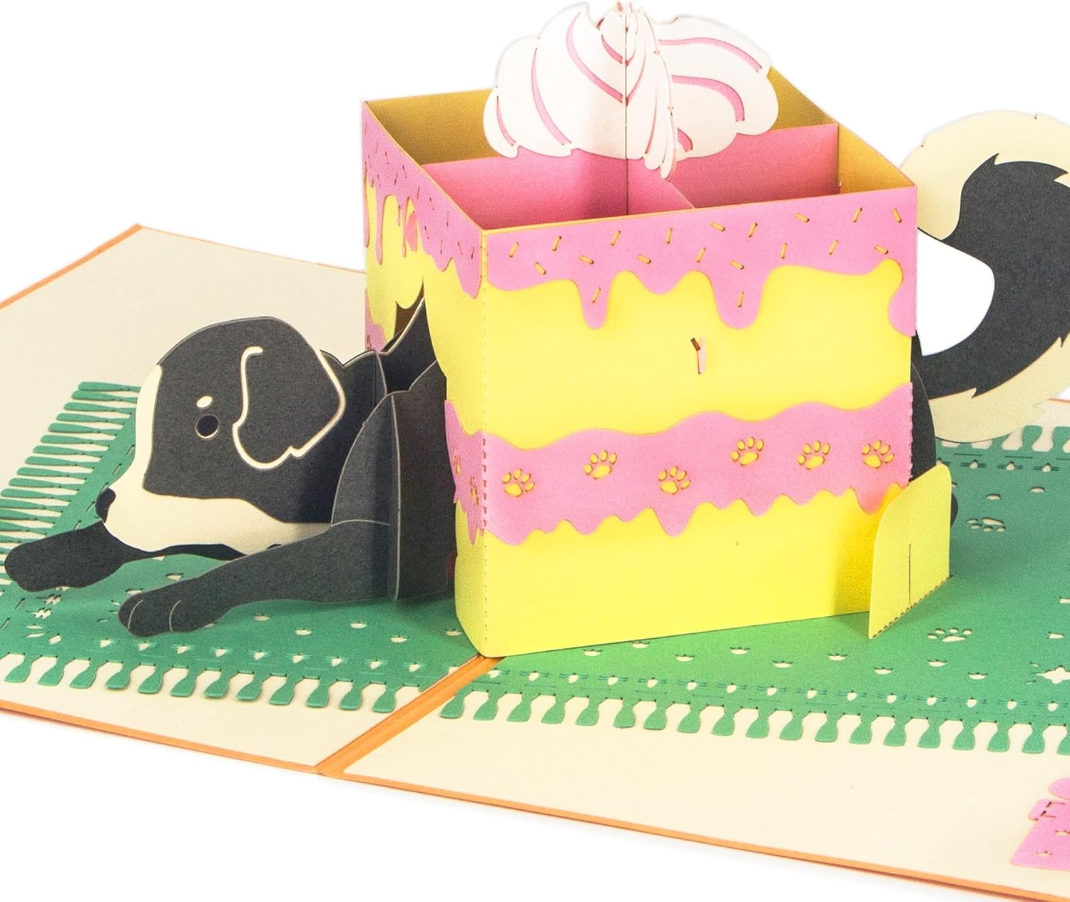 Ribbli Birthday Cake and Dog 3D Pop Up Card Dog Birthday Card Pop Up Birthday Card Birthday Cards, with Envelope