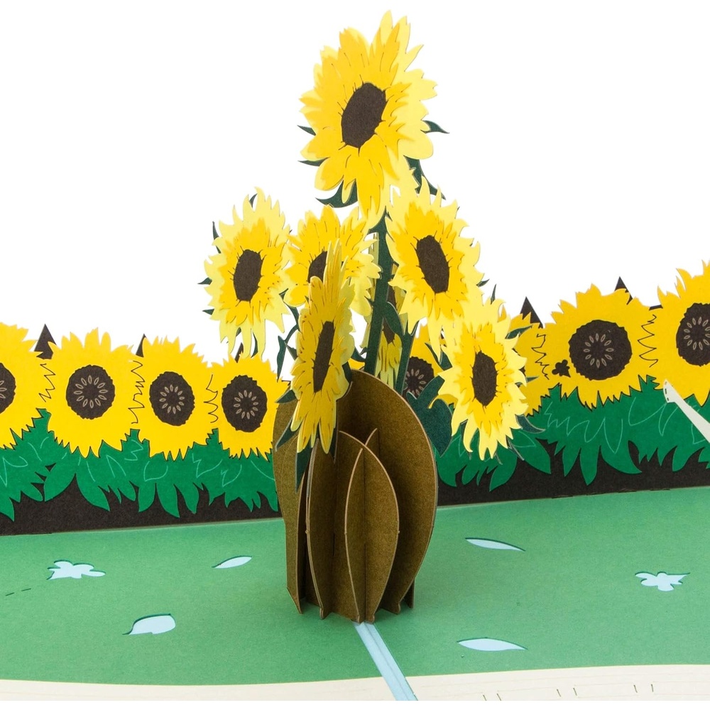 Ribbli Sunflower Thanksgiving Card, 3D Pop Up Greeting Card, Fall Thank You Card, Mothers Day Card, for Birthday, Get Well, for Her Women Mom Wife Sister Daughter Grandma Friend, with Envelope