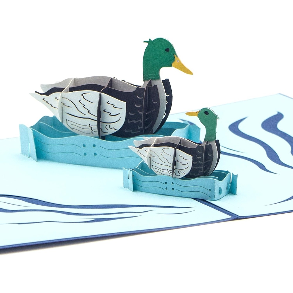 Ribbli Duck 3D Handmade Greeting Pop Up Card for Birthday Mothers Day Fathers Day Thank You Thanksgiving Day, Birthday Gift for Men Women Kids Duck Lover, with Envelope