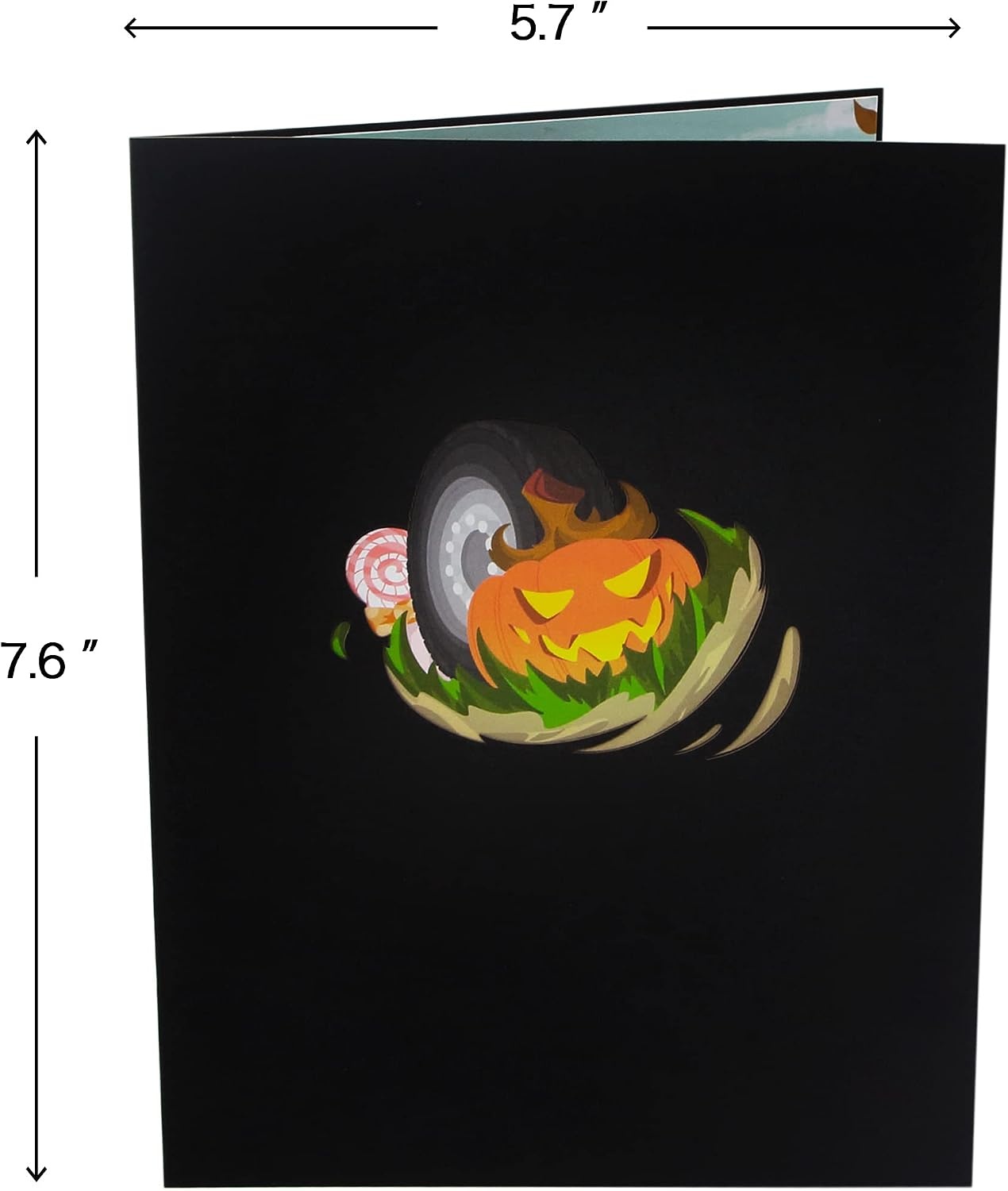 Ribbli Halloween Pop Up Card – 3D Greeting Card, Trick or Treat Card, Pumpkin Truck Card, Happy Halloween Card for Kids Grandson Granddaughter Boyfriend Son Daughter, with Envelope