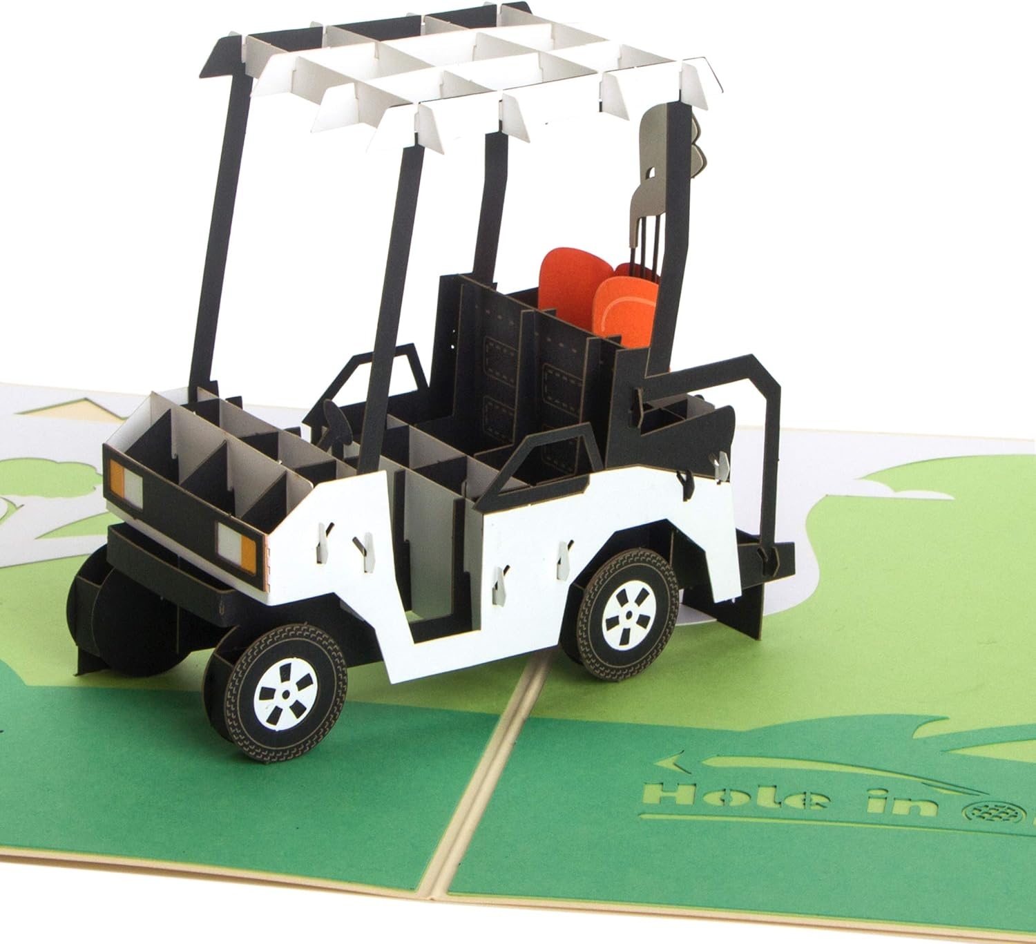 Ribbli Golf Birthday Cards, Golf Cart Pop Up Card for Fathers Day, Golf Gift for Dad Father Grandpa Friend, with Envelope
