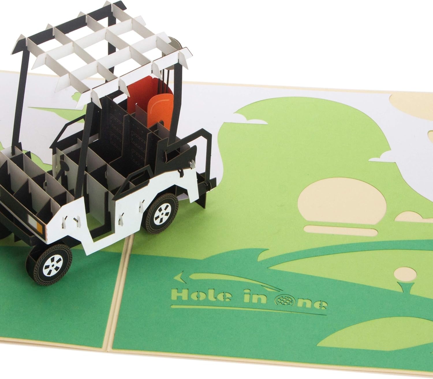Ribbli Golf Birthday Cards, Golf Cart Pop Up Card for Fathers Day, Golf Gift for Dad Father Grandpa Friend, with Envelope