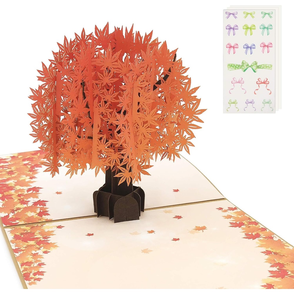 Ribbli Maple 3D Pop Up Card,Greeting Card,Thank You Card,Anniversary Card, For Birthday,Father’s Day,Mother’s Day,Valentine’s Day,Wedding,Graduation,Thanksgiving,Christmas,Any Occasion