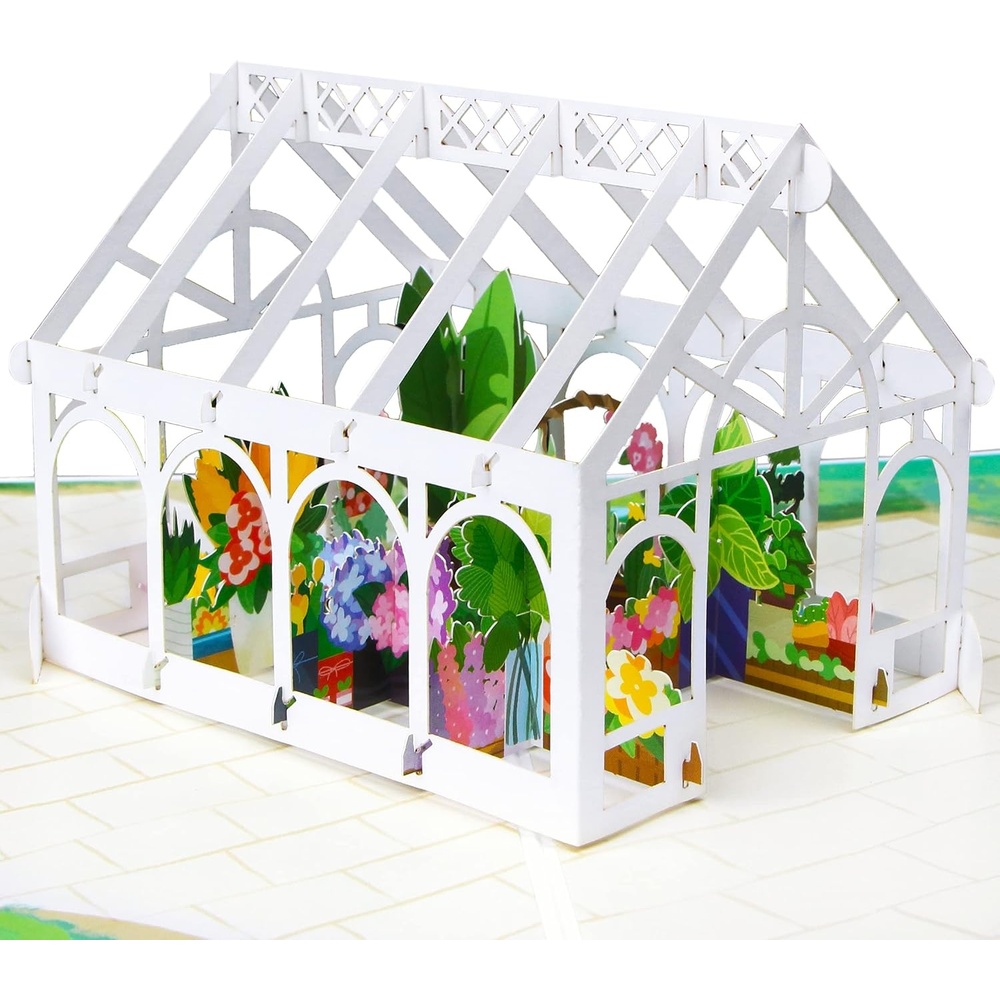 Ribbli Greenhouse 3D Greeting Pop Up Card for Birthday Mothers Day Valentines Day, 3D Pop Up Cards for Her Mom Wife Women Sister Grandma, with Envelope