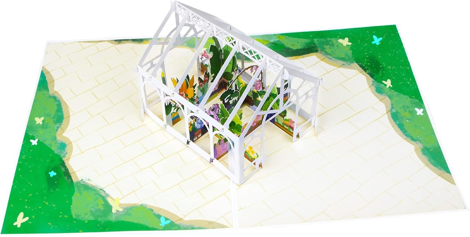 Ribbli Greenhouse 3D Greeting Pop Up Card for Birthday Mothers Day Valentines Day, 3D Pop Up Cards for Her Mom Wife Women Sister Grandma, with Envelope