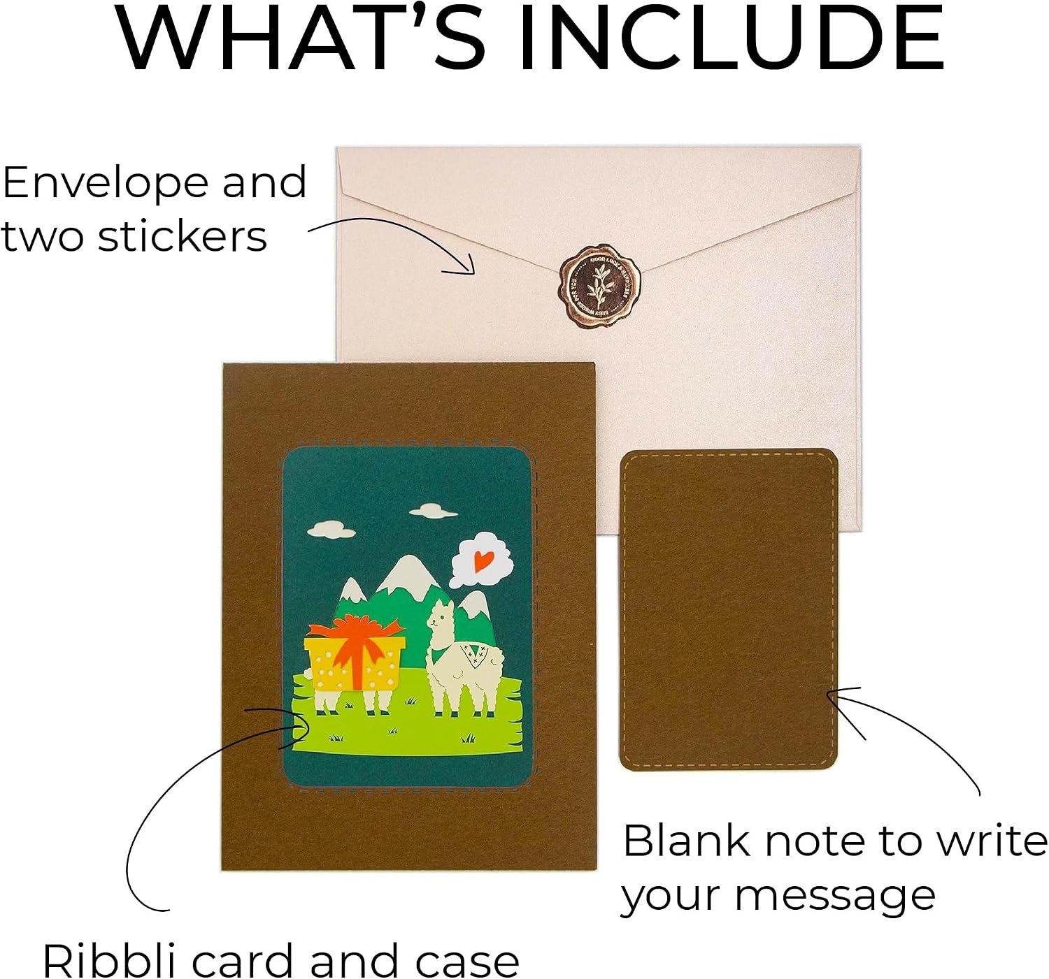 Ribbli Birthday Cards, Llama Handmade 3D Pop Up Card, Llama Birthday Gifts for Men Women Kids, with Envelope