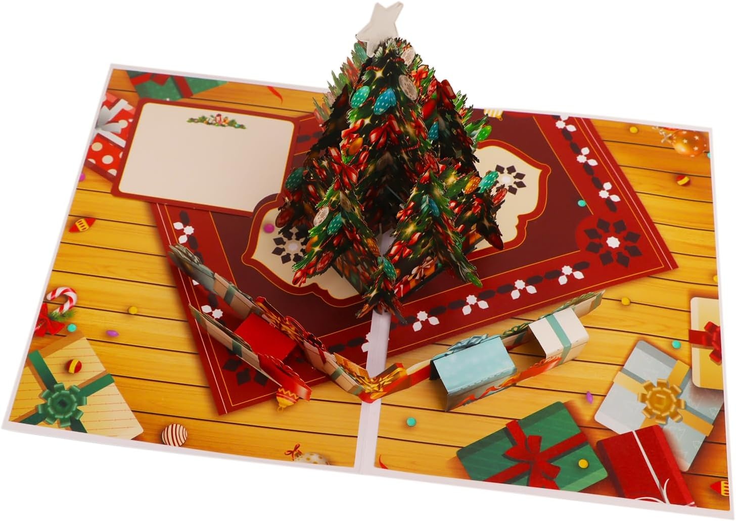 Ribbli Christmas Cards Light and Musical Christmas Tree Pop Up Card, with Envelope