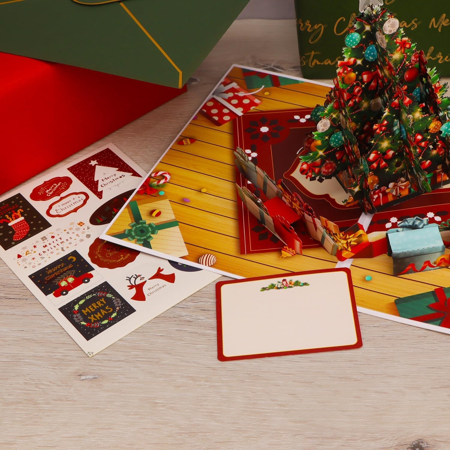 Ribbli Christmas Cards Light and Musical Christmas Tree Pop Up Card, with Envelope