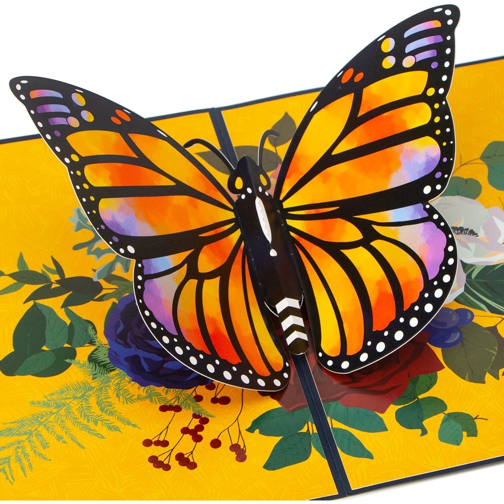 Ribbli Monarch Butterfly Pop Up Card – 3D Butterfly Card for Women, Wife& Mom (Birthday Card, Mothers Day, Thank You, Anniversary)