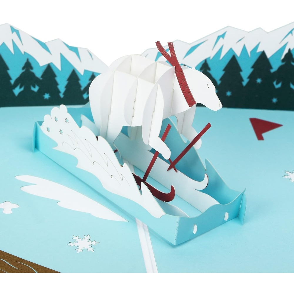 Ribbli Polar Bear Handmade 3D Pop Up Card,Greeting Card,Thank You Card,Anniversary Card,Fathers Day Card,For Birthday,Graduation,Thanksgiving,Christmas,Any Occasion