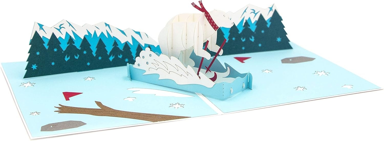 Ribbli Polar Bear Handmade 3D Pop Up Card,Greeting Card,Thank You Card,Anniversary Card,Fathers Day Card,For Birthday,Graduation,Thanksgiving,Christmas,Any Occasion