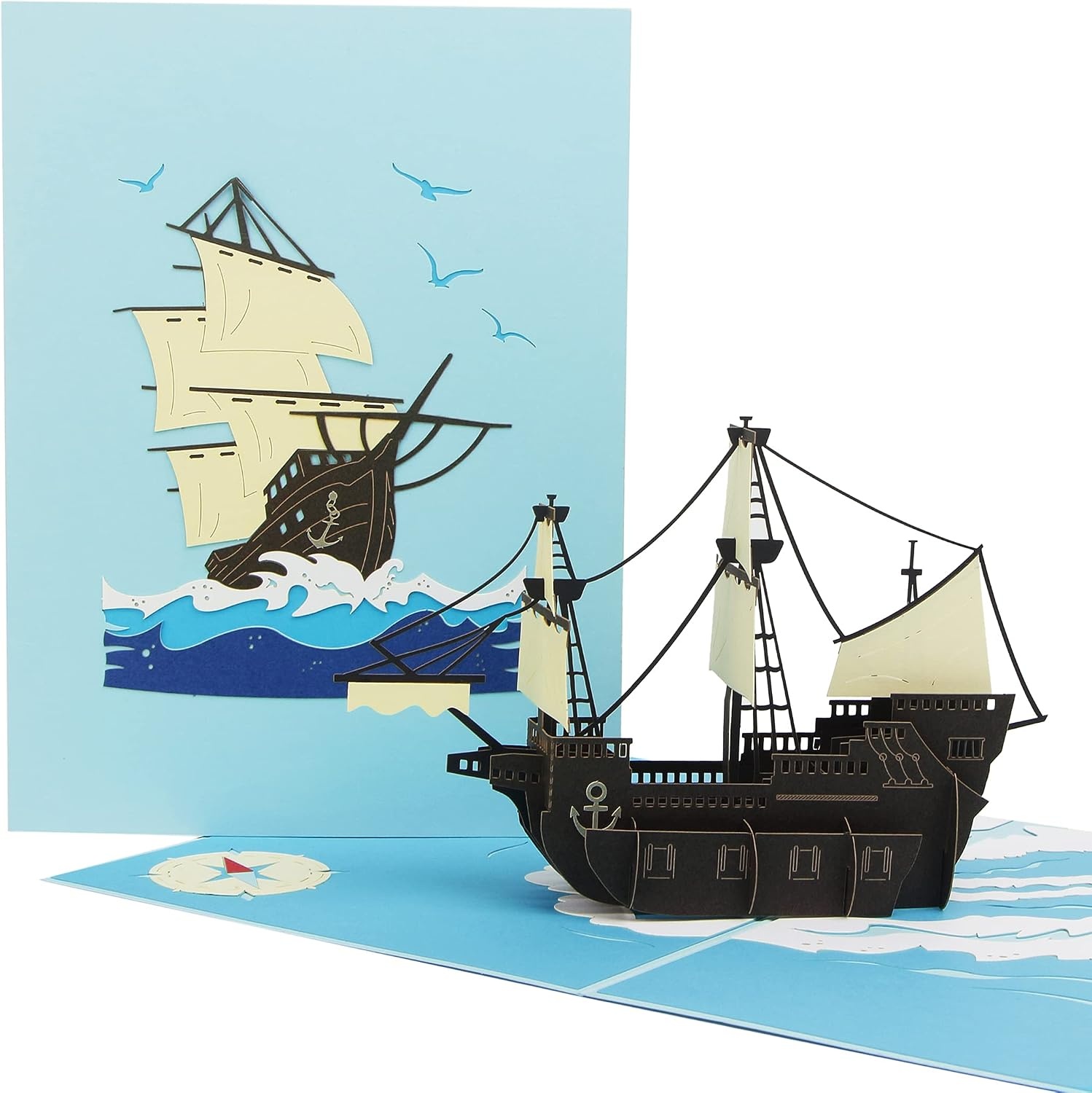 Ribbli Sailboat 3D Pop Up Card, Thank You, Birthday, Father’s Day, Graduation, with Envelope