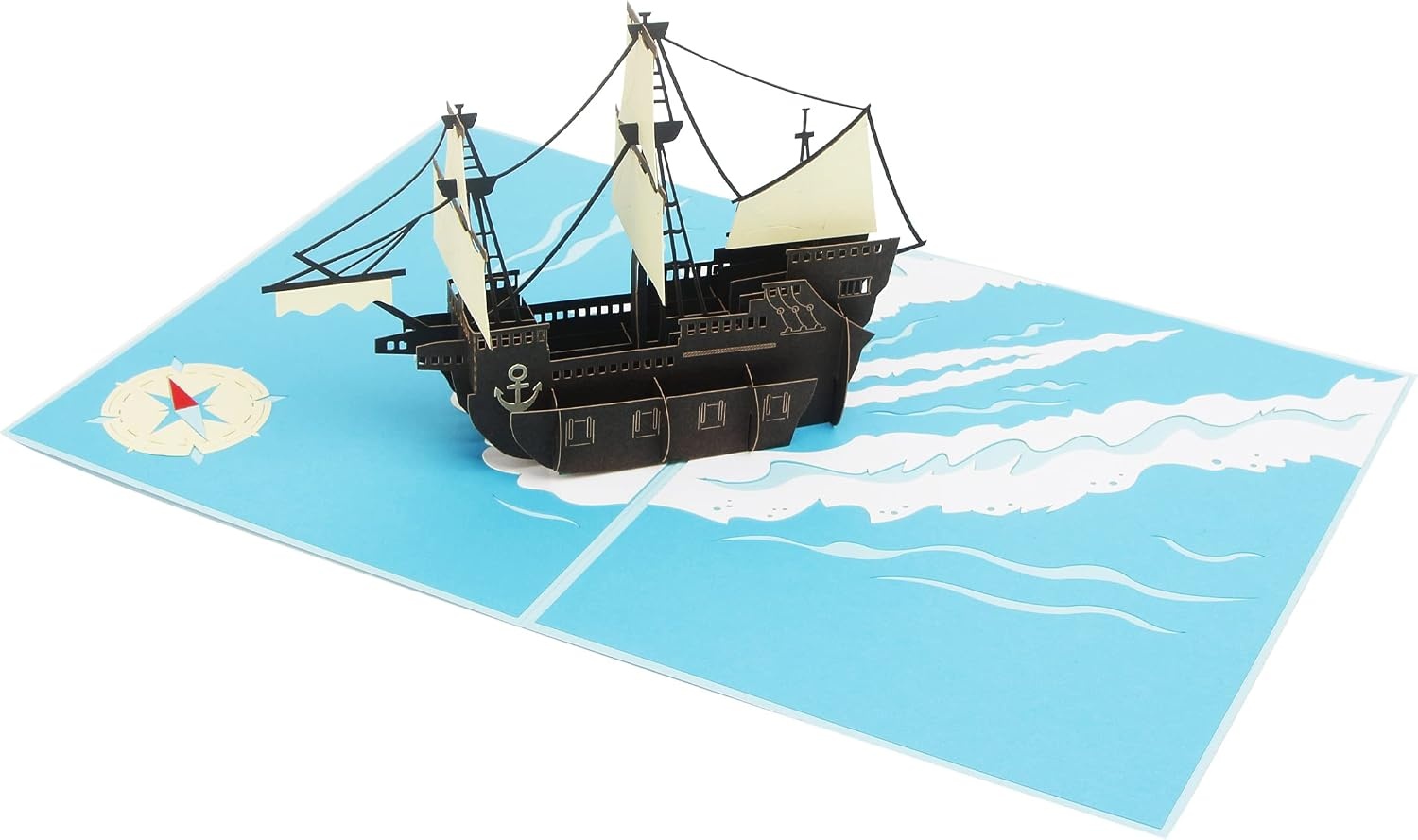 Ribbli Sailboat 3D Pop Up Card, Thank You, Birthday, Father’s Day, Graduation, with Envelope