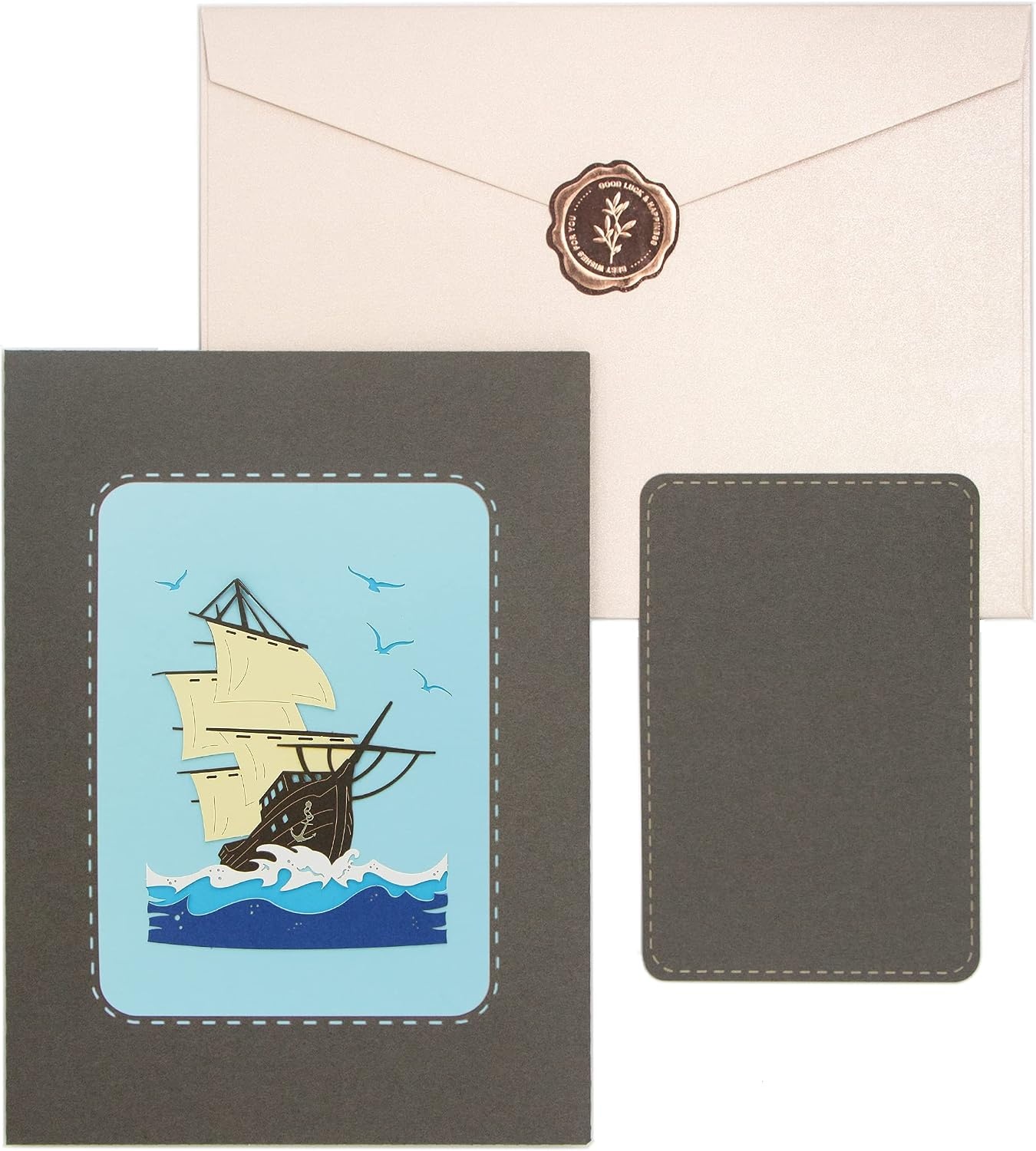 Ribbli Sailboat 3D Pop Up Card, Thank You, Birthday, Father’s Day, Graduation, with Envelope