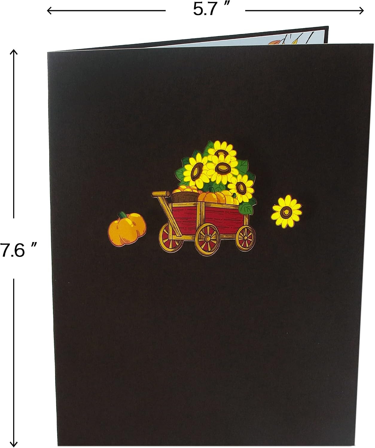 Ribbli Thanksgiving Pop Up Card – Fall Thank You Card, 3D Greeting Card, Harvest Trailer Card, Sunflower Card, Happy Holiday Autumn Birthday, for Kids Children Husband Wife Him Her, with Envelope
