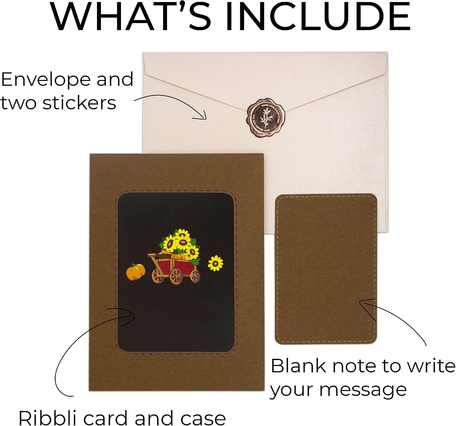 Ribbli Thanksgiving Pop Up Card – Fall Thank You Card, 3D Greeting Card, Harvest Trailer Card, Sunflower Card, Happy Holiday Autumn Birthday, for Kids Children Husband Wife Him Her, with Envelope