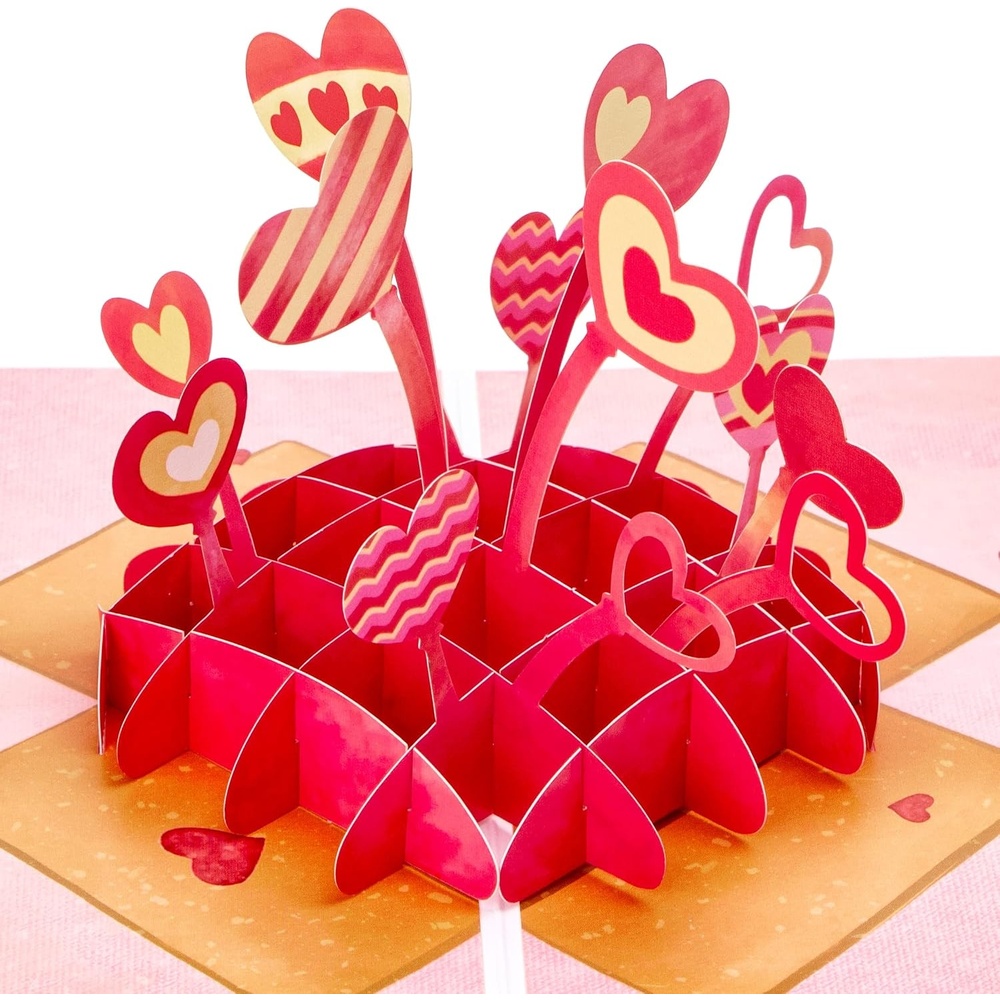 Ribbli Hearts Pop Up Card for All Occasion, Valentines Day Cards, Anniversary Cards, Romantic Card, Birthday Card for Her Women Mom Wife Daughter Girlfriend, with Envelope