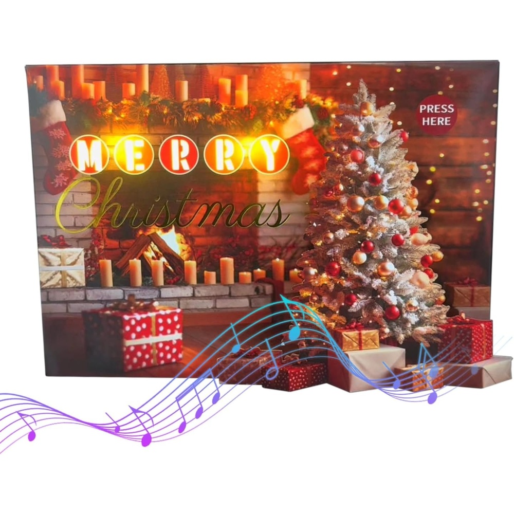 Ribbli Christmas Cards, Light and Musical Merry Christmas Card, with Envelope