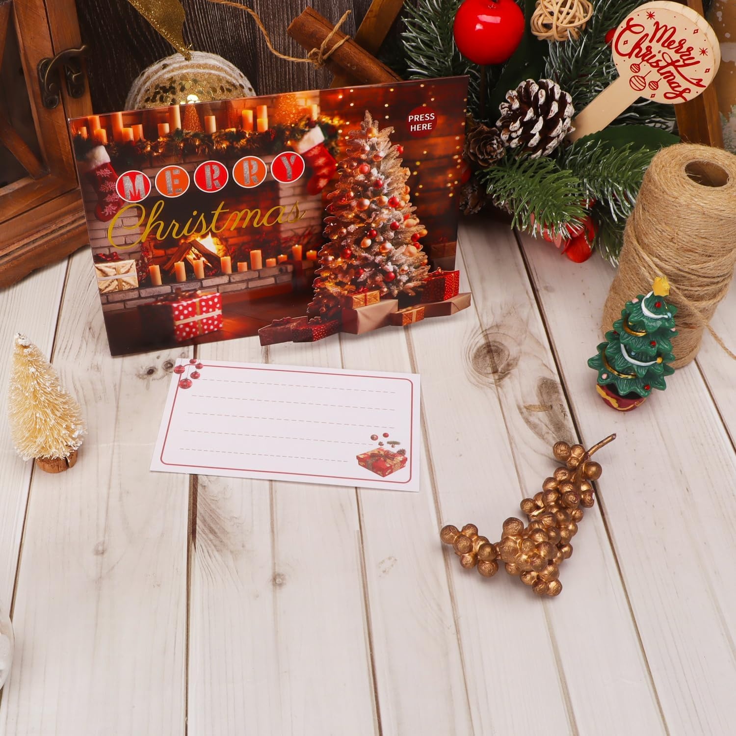 Ribbli Christmas Cards, Light and Musical Merry Christmas Card, with Envelope