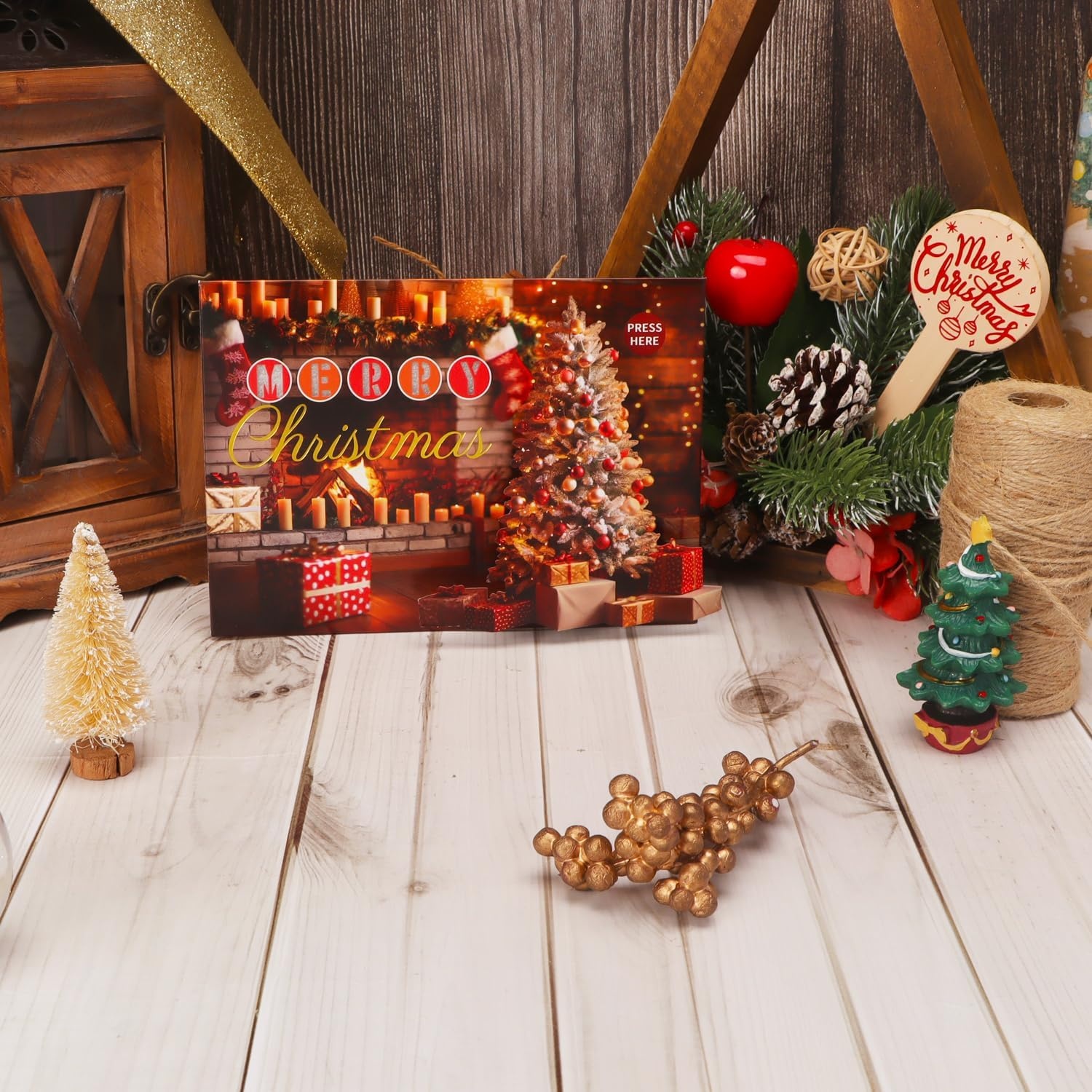 Ribbli Christmas Cards, Light and Musical Merry Christmas Card, with Envelope