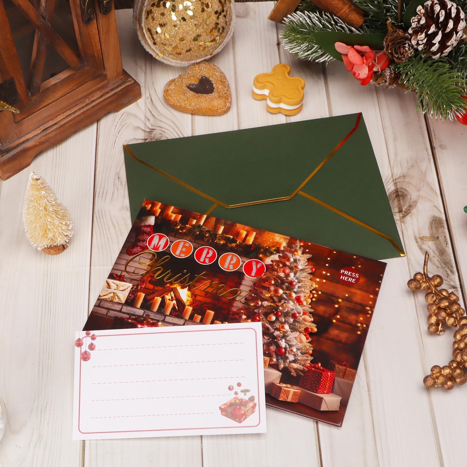 Ribbli Christmas Cards, Light and Musical Merry Christmas Card, with Envelope