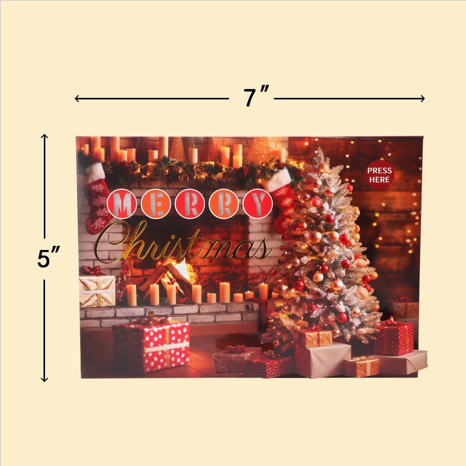 Ribbli Christmas Cards, Light and Musical Merry Christmas Card, with Envelope