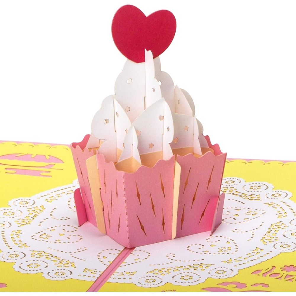 Ribbli 3D Pop Up Anniversary Card,Heart Cake Card,Valentines Day Card,Wedding Card,Romantic Gift,Birthday Card for Wife,Husband,Couple,Girlfriend,Boyfriend | with Envelope