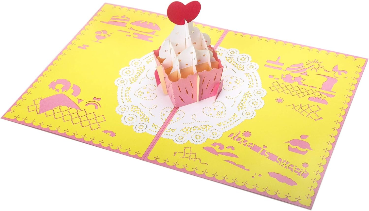 Ribbli 3D Pop Up Anniversary Card,Heart Cake Card,Valentines Day Card,Wedding Card,Romantic Gift,Birthday Card for Wife,Husband,Couple,Girlfriend,Boyfriend | with Envelope