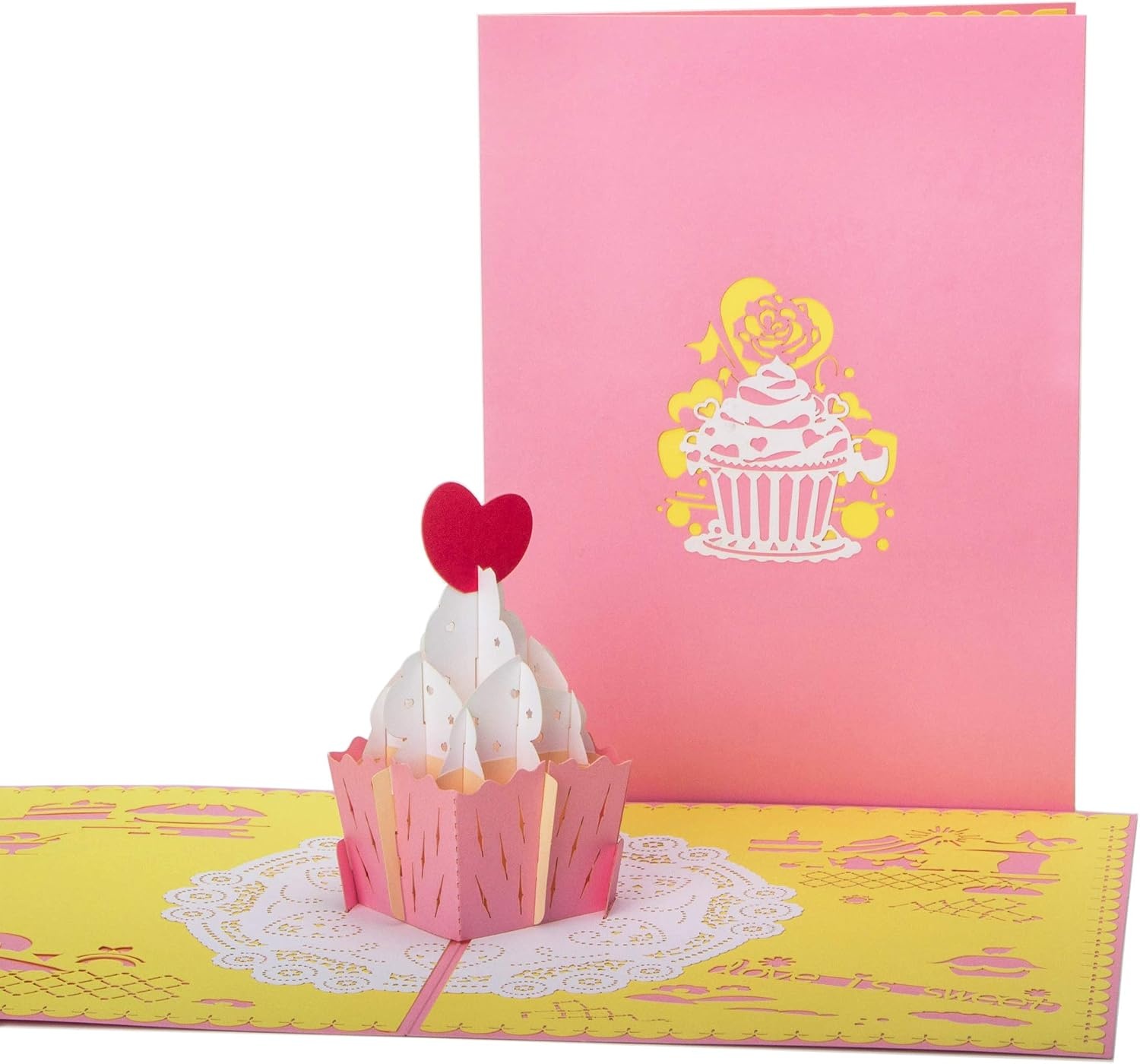 Ribbli 3D Pop Up Anniversary Card,Heart Cake Card,Valentines Day Card,Wedding Card,Romantic Gift,Birthday Card for Wife,Husband,Couple,Girlfriend,Boyfriend | with Envelope