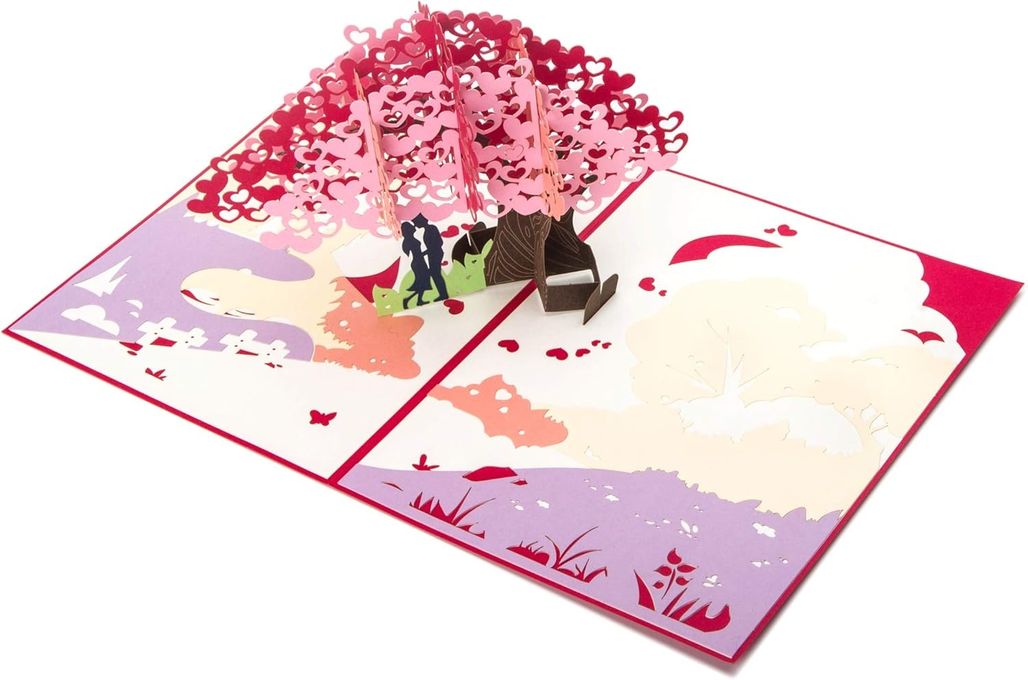 Ribbli Heart Tree Handmade Pop Up Card for Anniversary Valentines Day Wedding Romantic Gift, Birthday Cards for Wife Husband Couple, 7.9 x 5.9 Inches with Envelope
