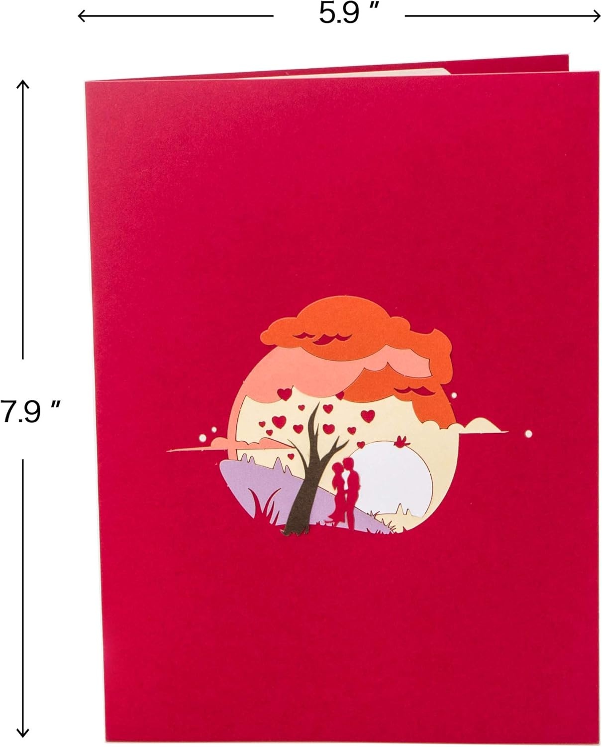 Ribbli Heart Tree Handmade Pop Up Card for Anniversary Valentines Day Wedding Romantic Gift, Birthday Cards for Wife Husband Couple, 7.9 x 5.9 Inches with Envelope